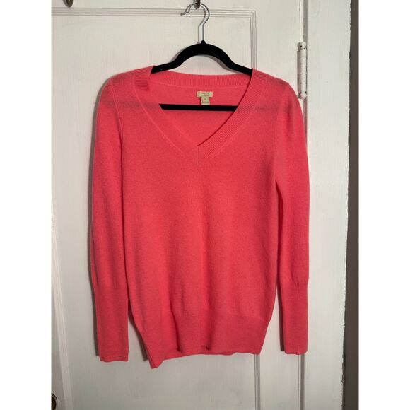 J Crew Pink V Neck Cashmere Sweater - Picture 1 of 3